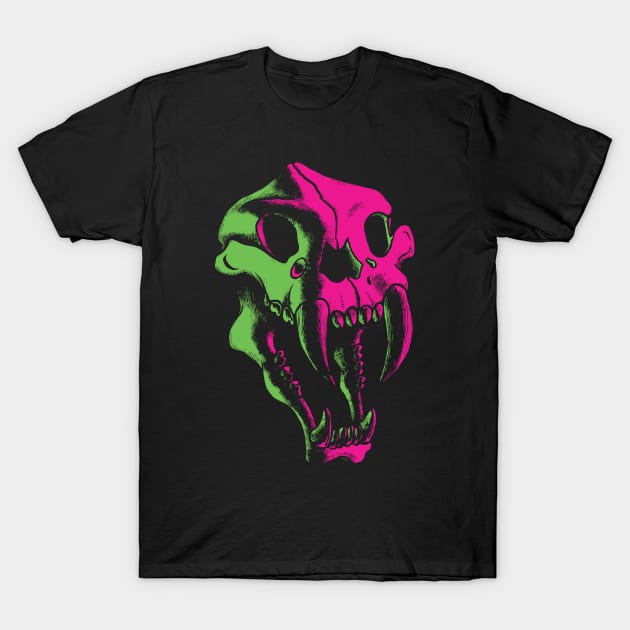 Sabertooth Skull T-Shirt by CliffeArts